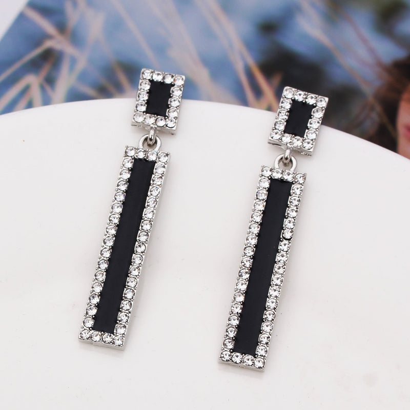 Geometric Long Earrings Rhinestone Women
