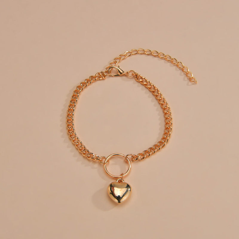 Punk Cuban Chain Heart Bracelet