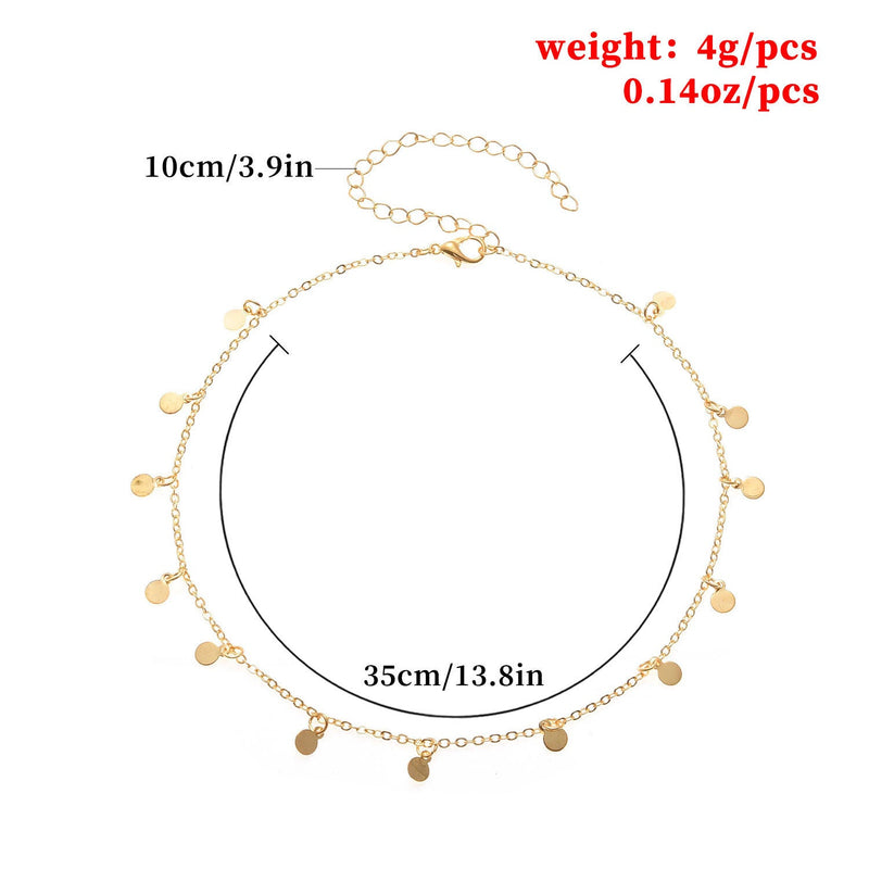 Geometric Round Disc Clavicle Pendant Chain Retro Necklace