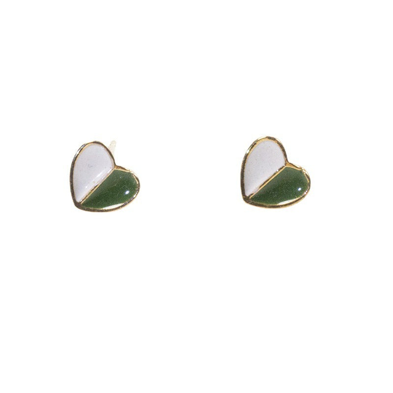 Double Enamel Heart Stud Earrings