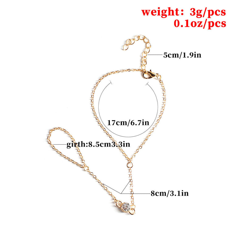 Popular Stone Finger Chain Ring Bracelet