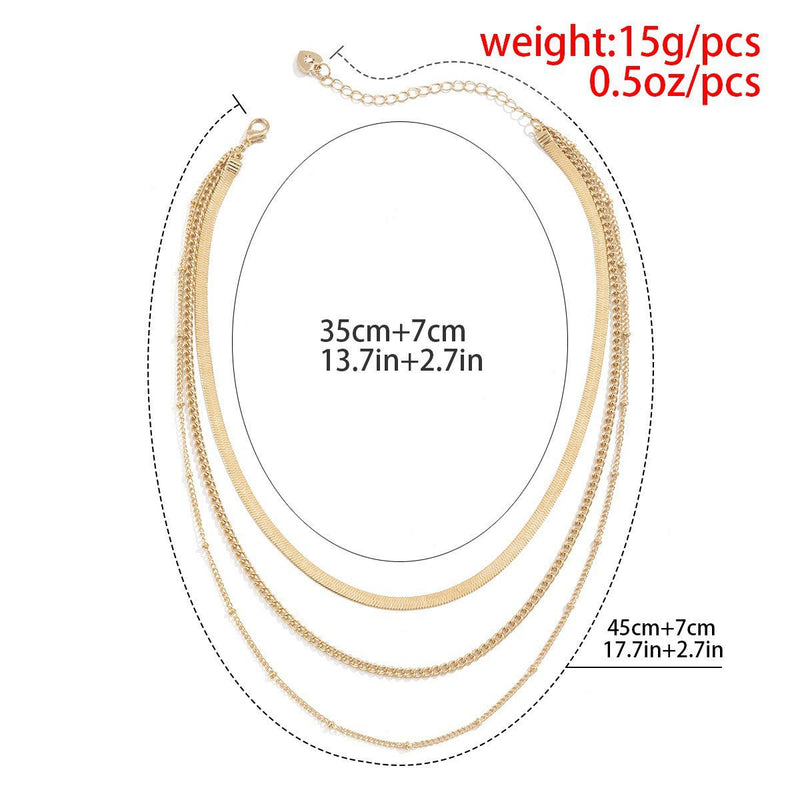 Chain Choker Necklace Gold Silver Plated Three Link Chains Layer Jewelry