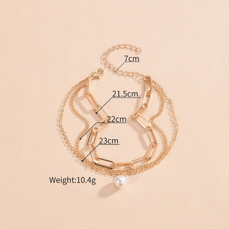 Paper Clip Anklet Chain Imitation Pearl Pendant Anklet Jewelry