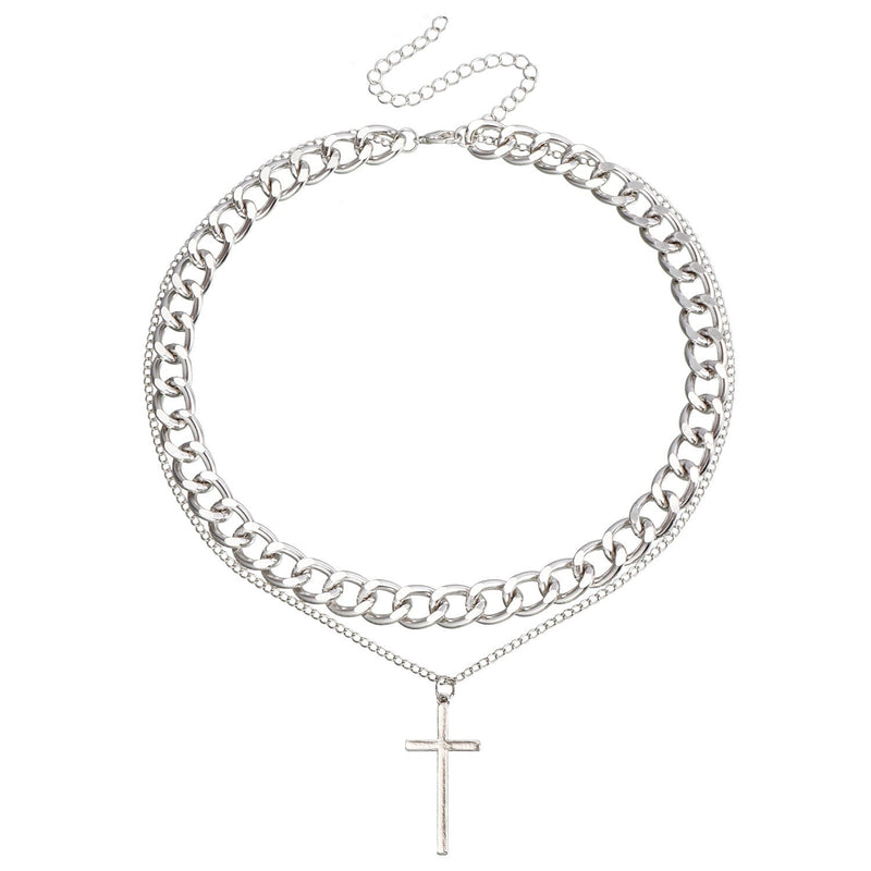Hip-Hop Style Double Layer Cross Pendant Necklace