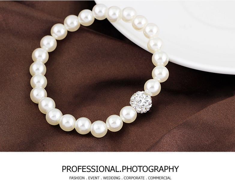 White Pearl Bridal Necklace Bracelet and Earrings Jewelry Sets