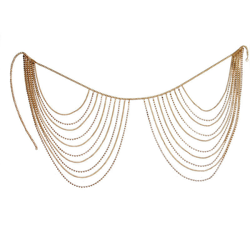 Summer Beach Metal Rhinestone Body Chain Belly Chain