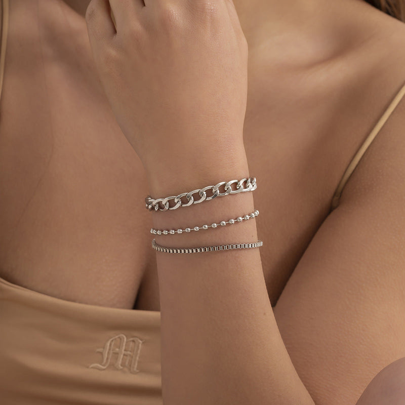 Hip Hop Punk Chain Bracelet Set