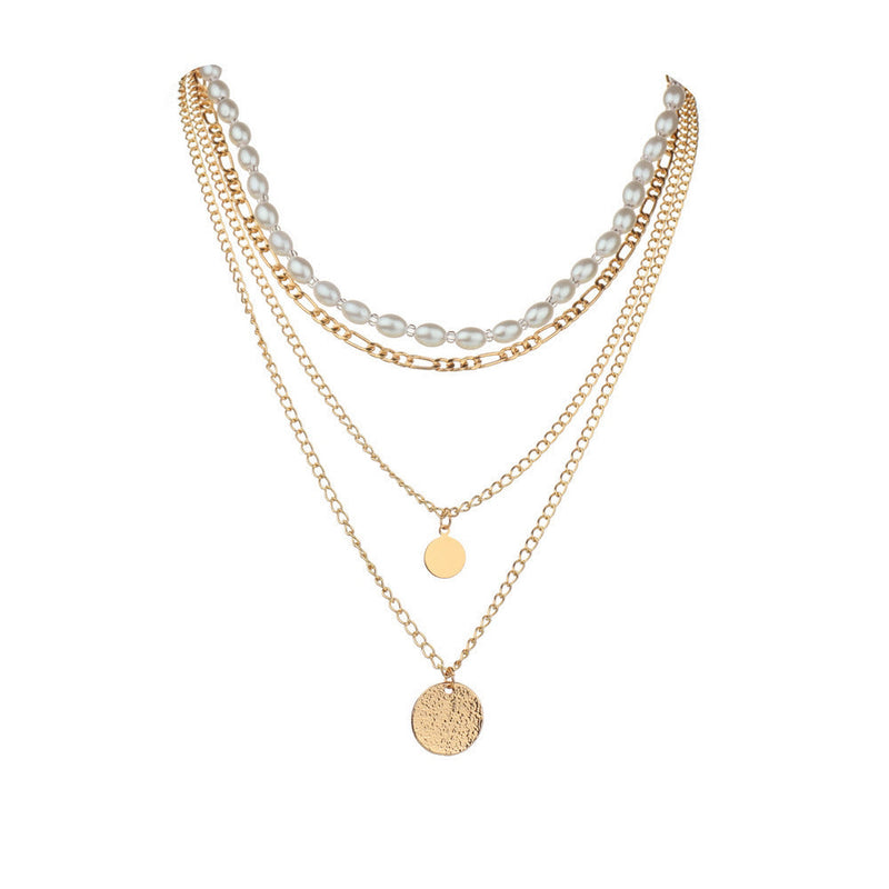 Boho Jewelry White Pearl Multi Layer Necklace