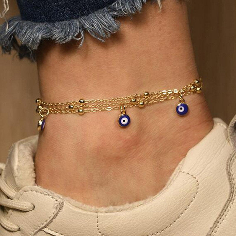 Three Layer Multilayer Chain Anklet Bracelet