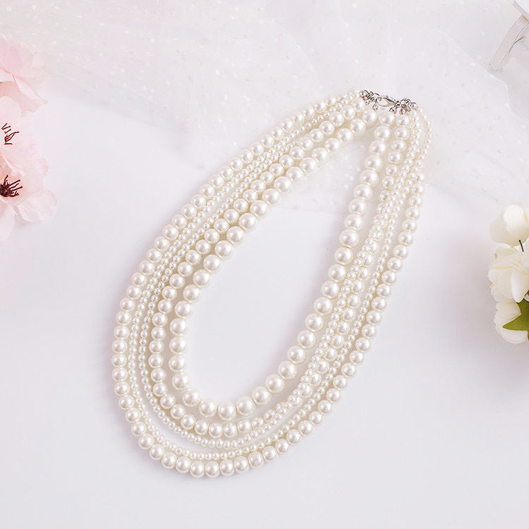 Multi-layered Imitation Pearl Choker Bridal Necklace