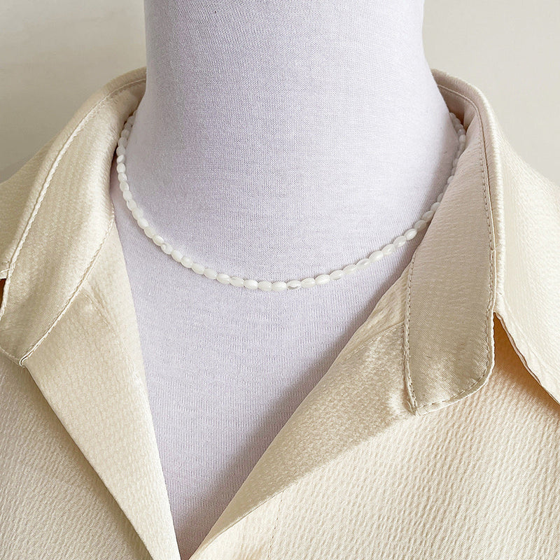 Handmade Oval Shell Bead Necklace
