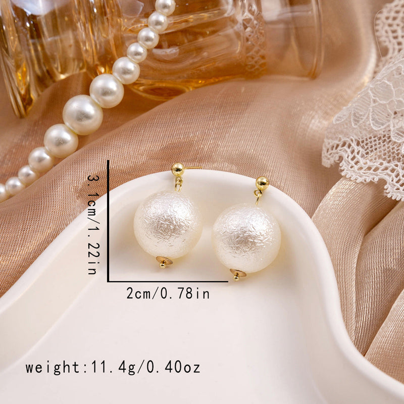 Vintage Elegant Big Pearl Pendant Earrings