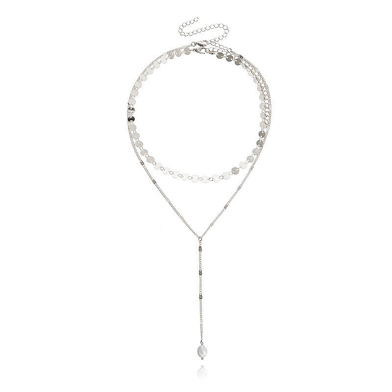 Disc Double Layer Chain Necklace