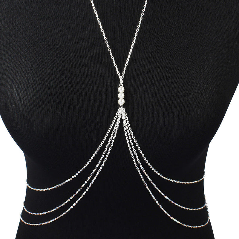 Multi-layered Tassel Pearl Chain Belly Waist Necklace Body Chain