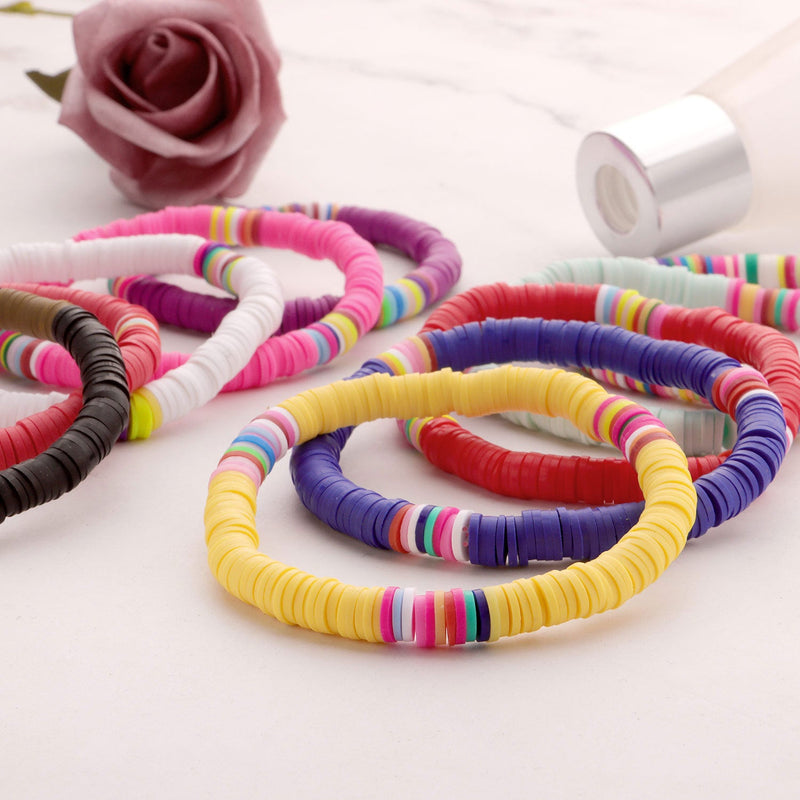 Polymer Clay Rainbow Stretch Bracelet