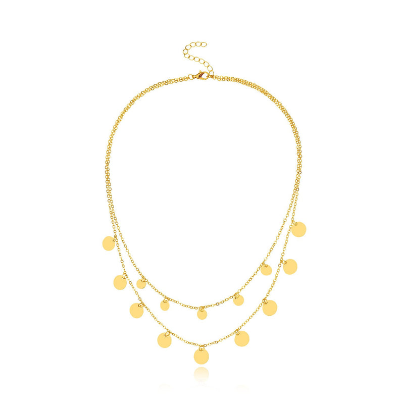 Disc Layered Chain Choker Necklaces