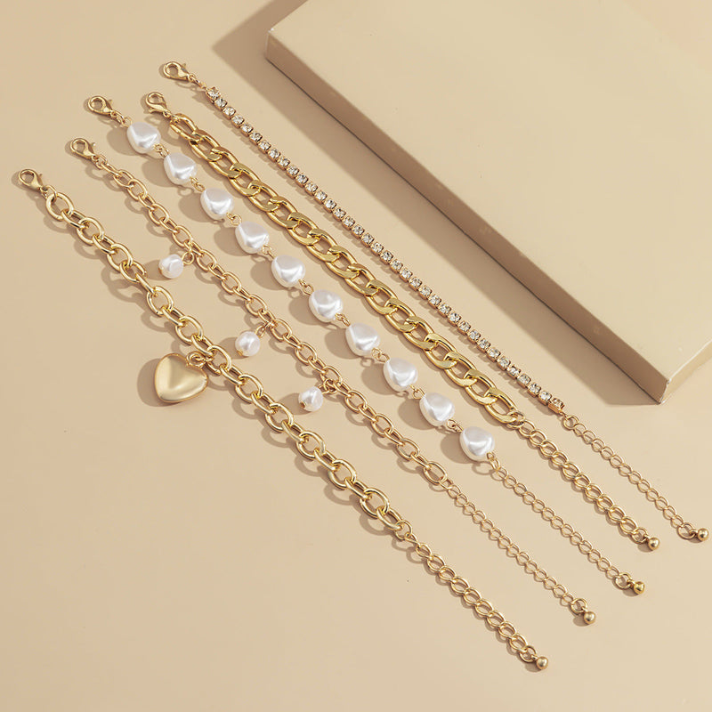 Fashion Curb Cuban Chain Bracelets Set