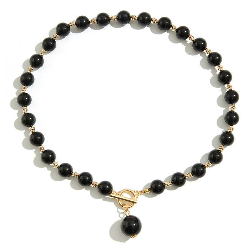 Retro Beaded Pearl Necklace Bracelet Earrings Jewelry Set