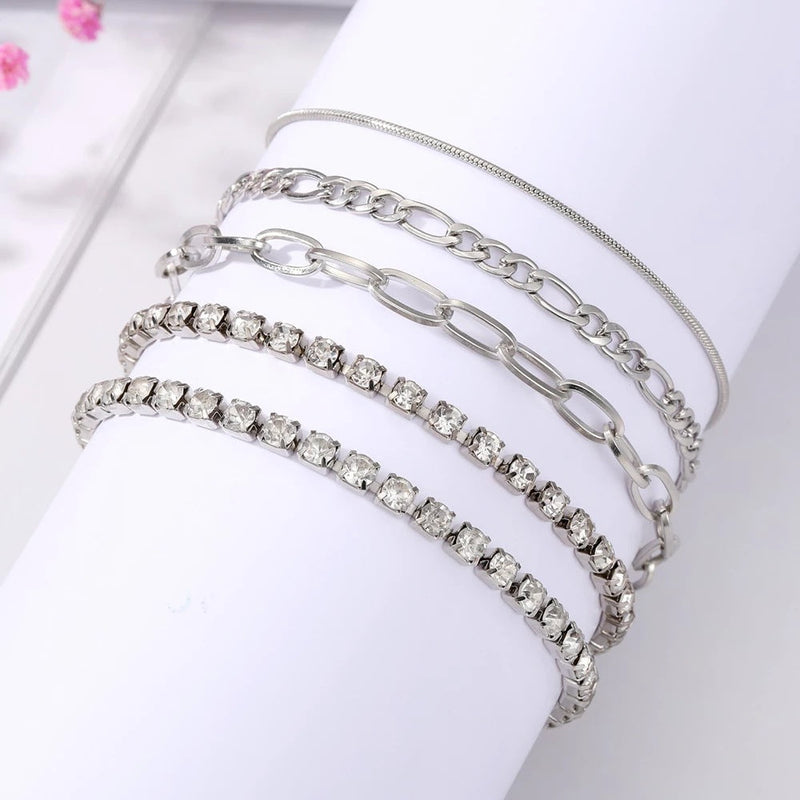 Women Tennis Chain Bracelet Set