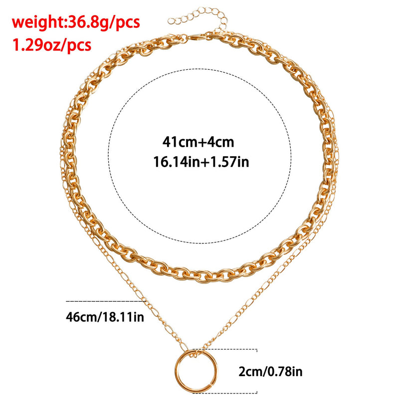 Thick Chain Necklace Women Circle Pendant