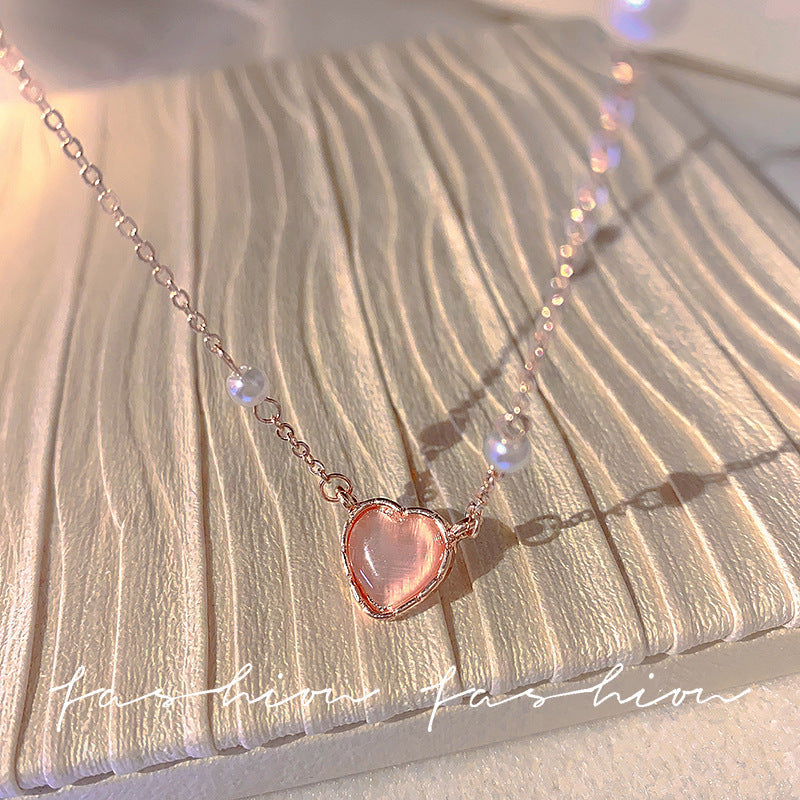 Classic pink Heart Pendant Necklace Women Jewelry