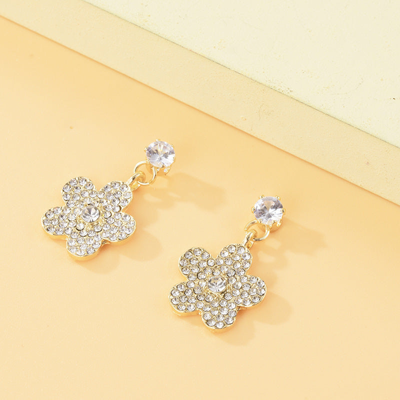 Full Rhinestone Flower Earring