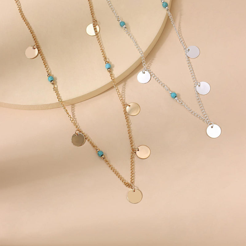 Round Sequin Beads Pendant Necklace