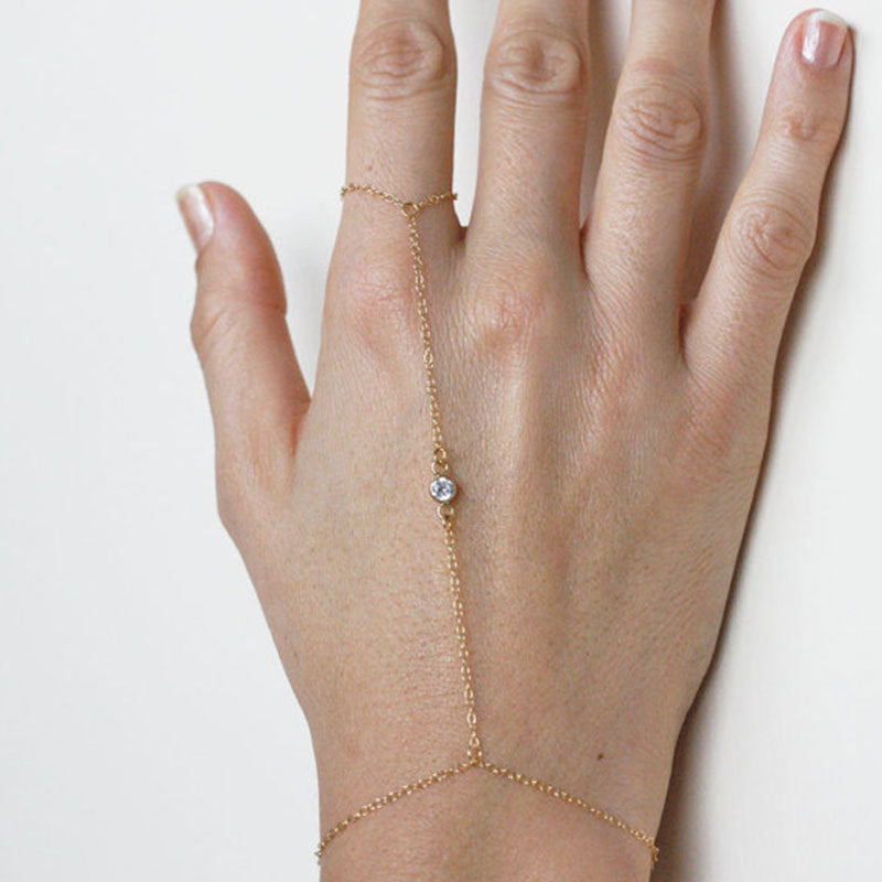 Popular Stone Finger Chain Ring Bracelet