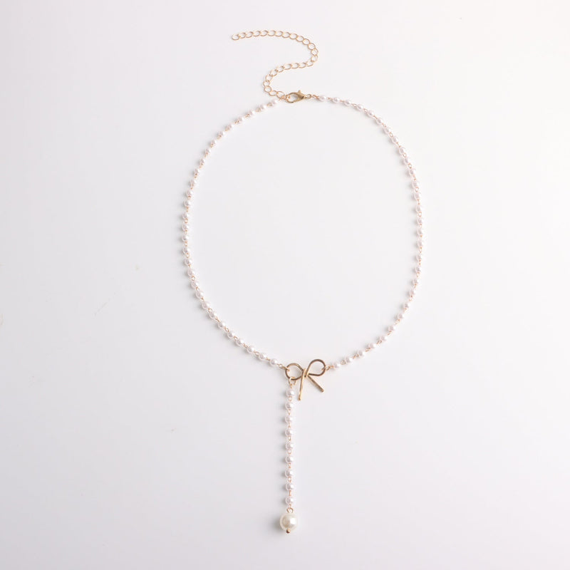 Bow Pearl Necklace Pendant butterfly Necklace