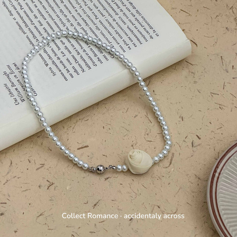 Fashion Rose Flower Pearl Necklace