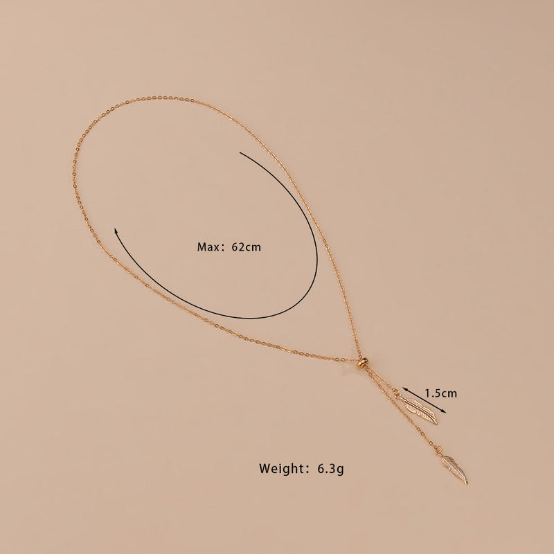 Sexy Square Long Tassel Leaf Pendant Necklace