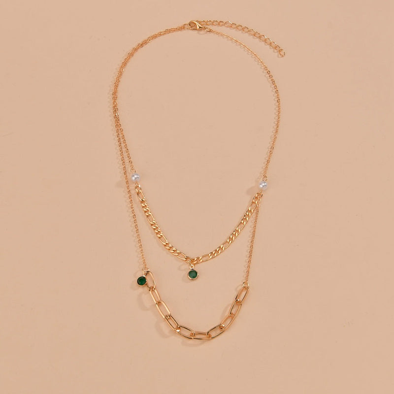 Multi Layer Necklace Crystal Stone Tassel Pendant