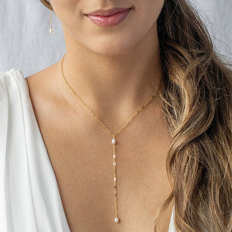 Pearl Chain Tassel Necklace