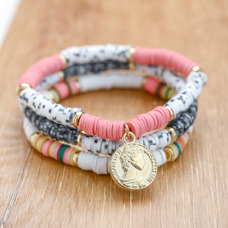Bohemian Beaded Stretch Bracelets Colors Clay Beads