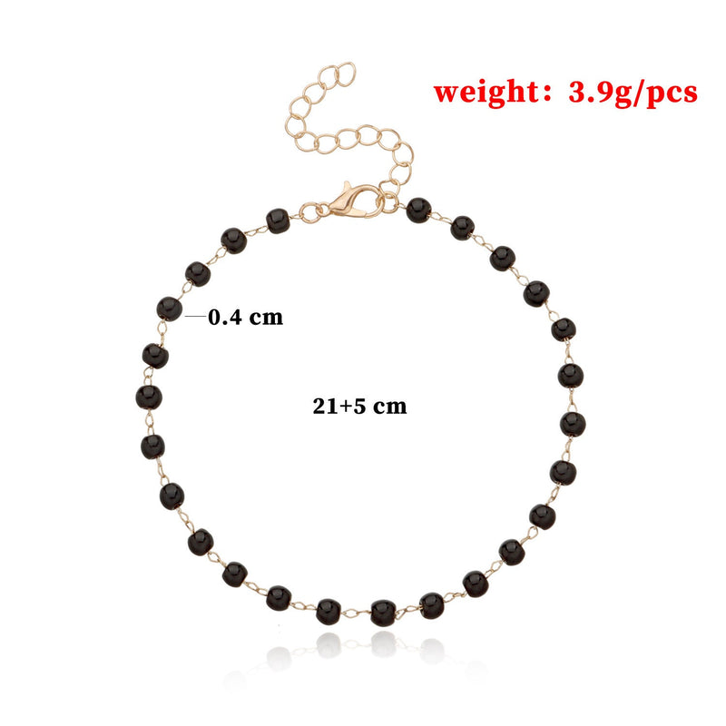 Foot Chain Black Beaded Anklet Bracelet