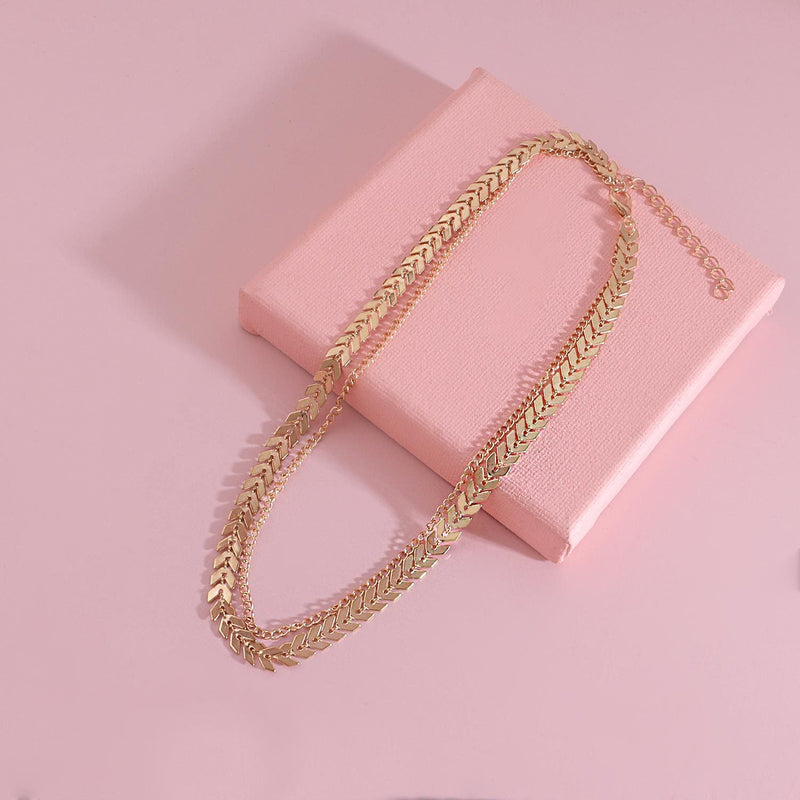 Multi Arrow Chain Choker Necklace Women Two Layers