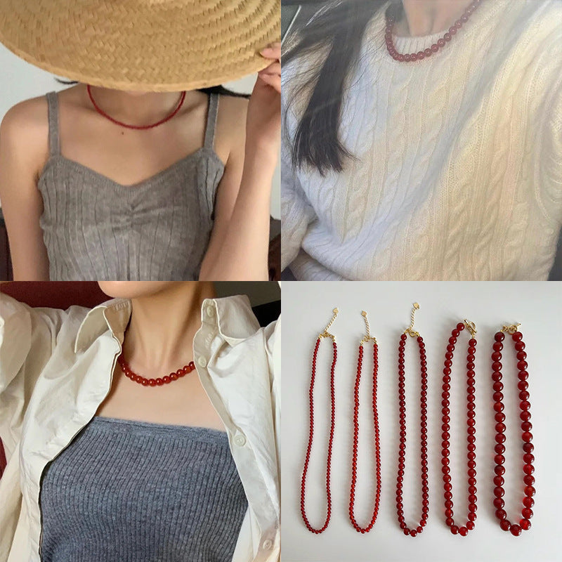Red Glass Beaded Necklace
