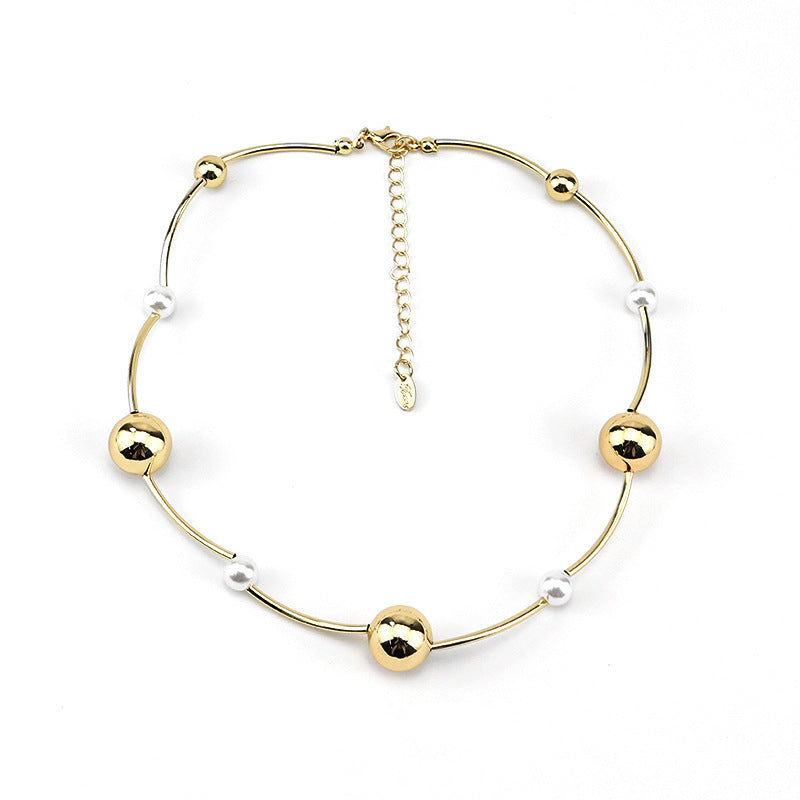 Simple Colorblock Ball Chain Necklace