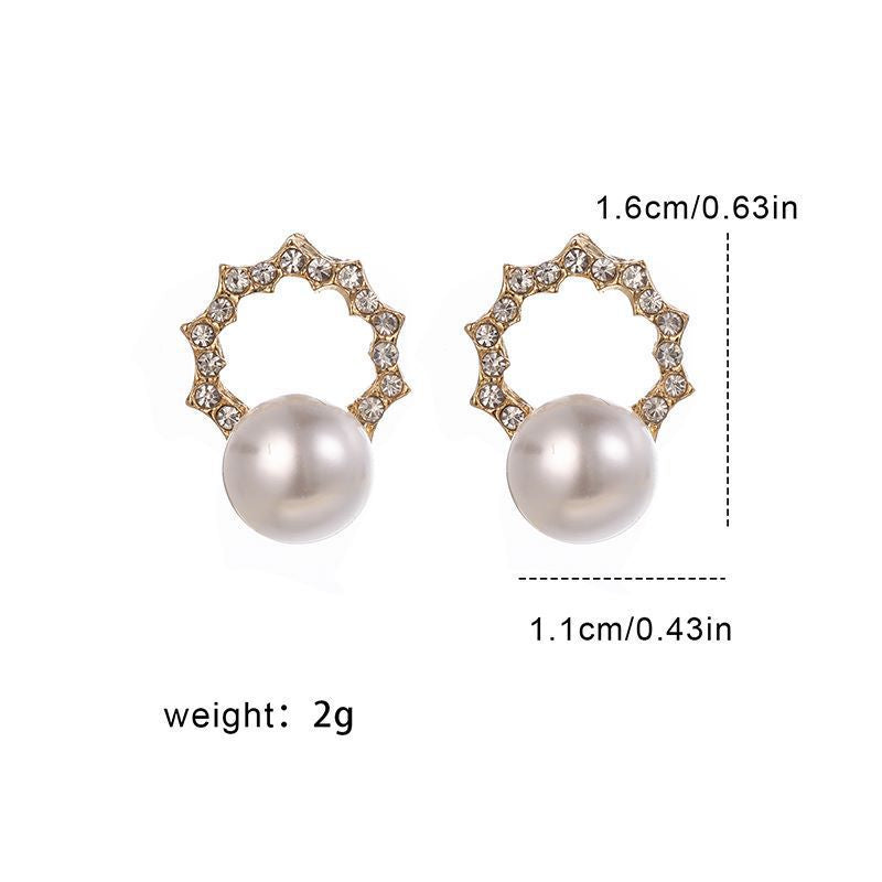 Rhinestone Pearl Stud Earrings