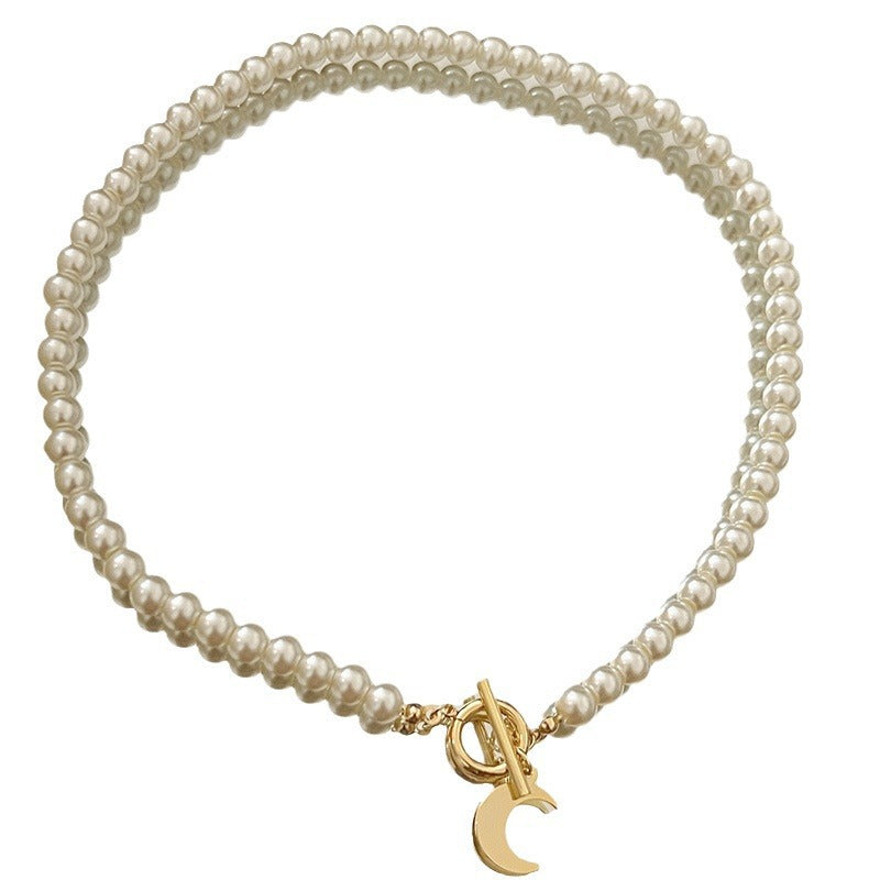 Moon Pearl Necklaces for Women Moon Pendant Baroque