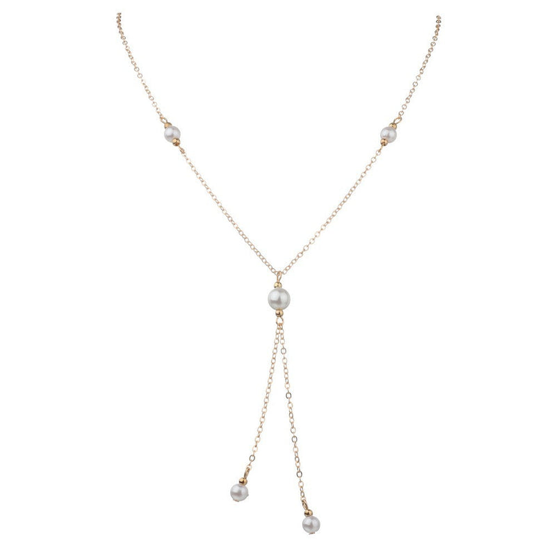 Bohemian White Imitation Pearl Tassel Necklace