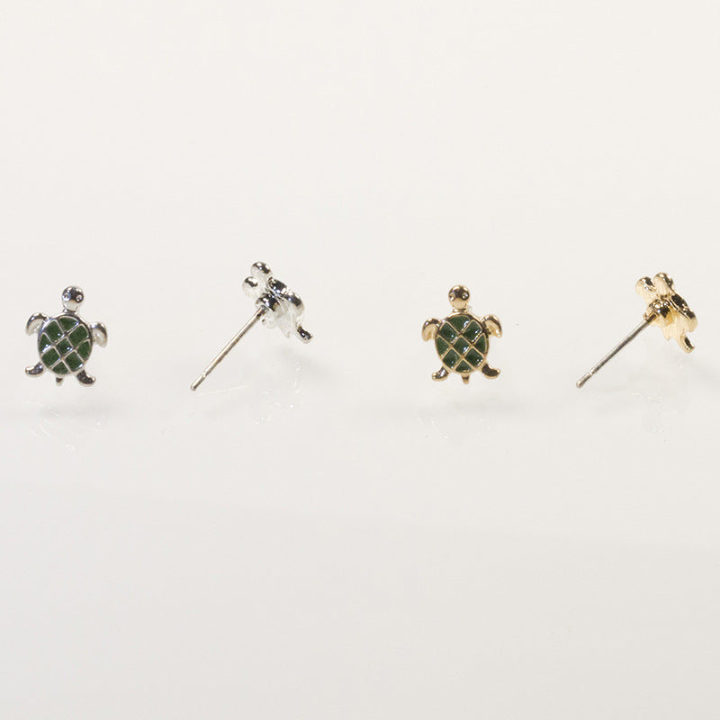 Small Turtle Flower Stud Earrings Set