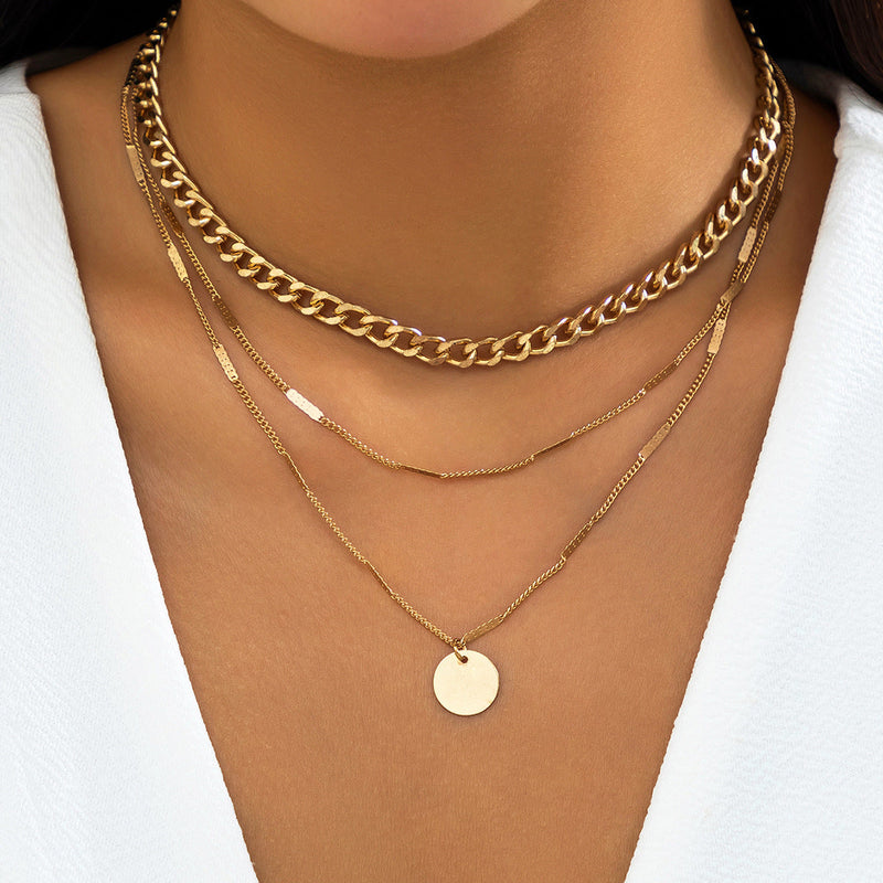 Coin Pendant Chain Necklace Long Multilayer
