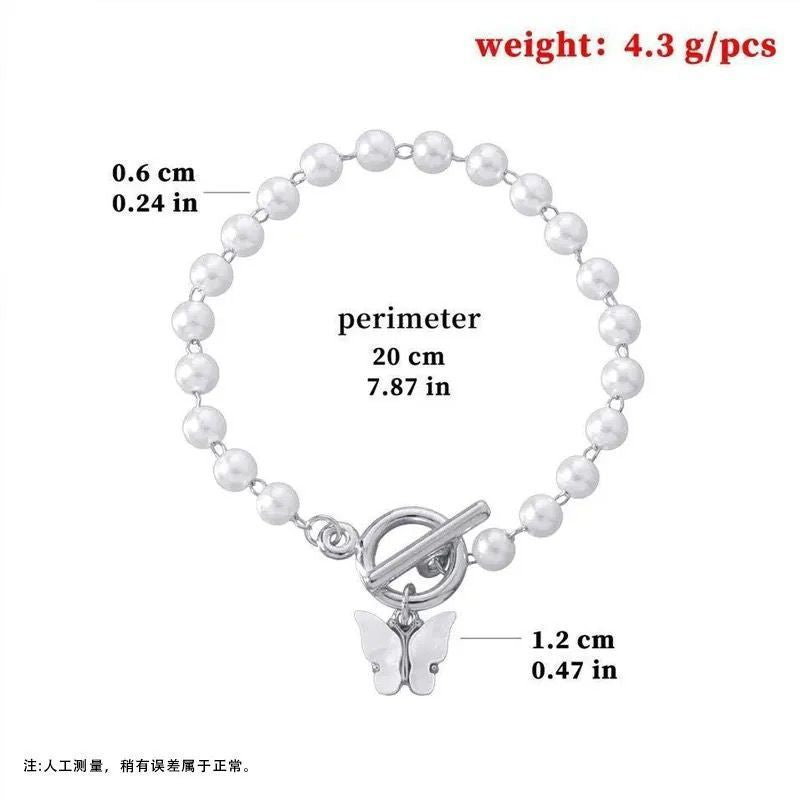 Butterfly Pendant Pearl Bracelet