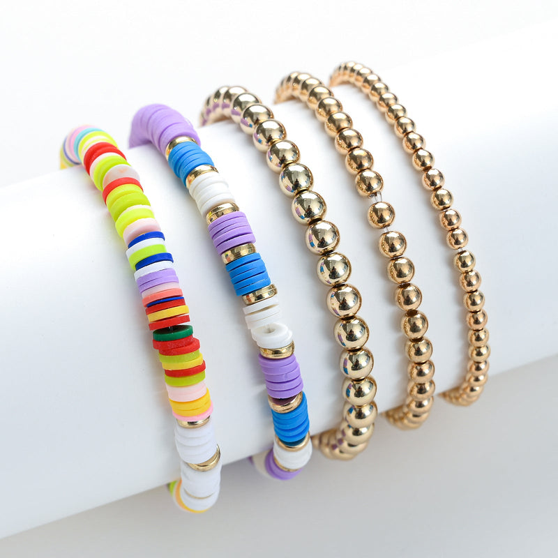 Bohemian Beaded Stretch Bracelets Colors Clay Beads