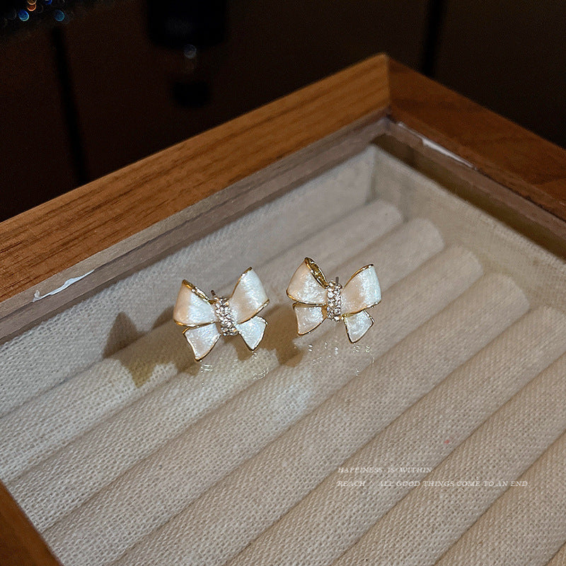 Flower Bowknot Pearl Earrings