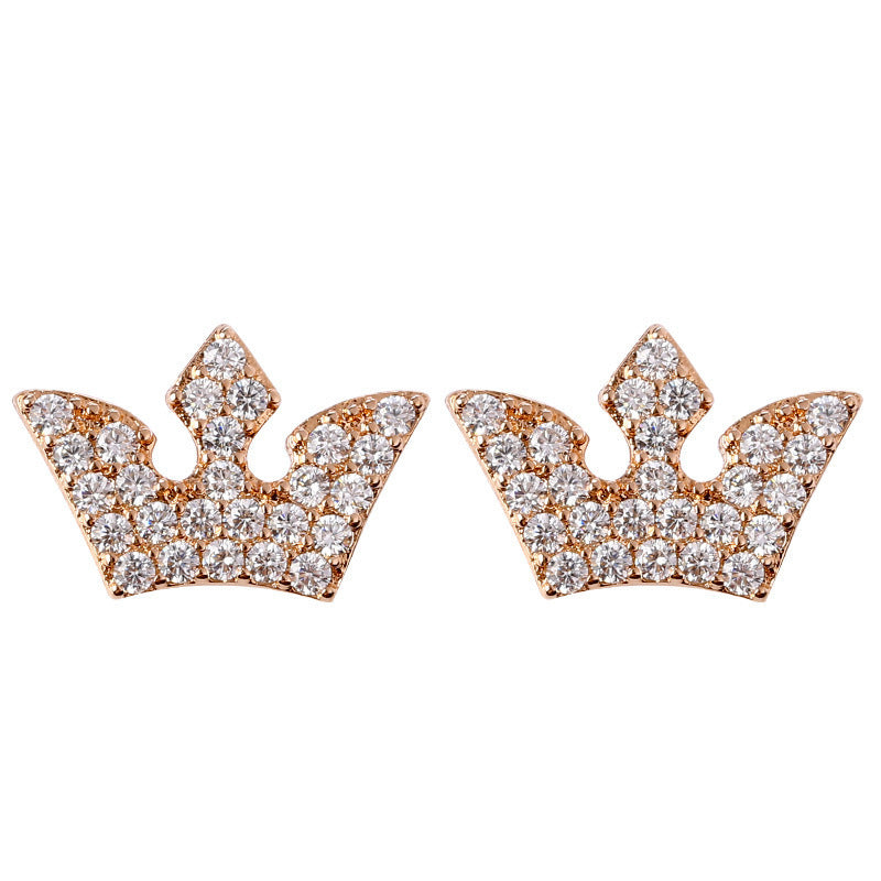 Full Rhinestone Crown Studs Earrings