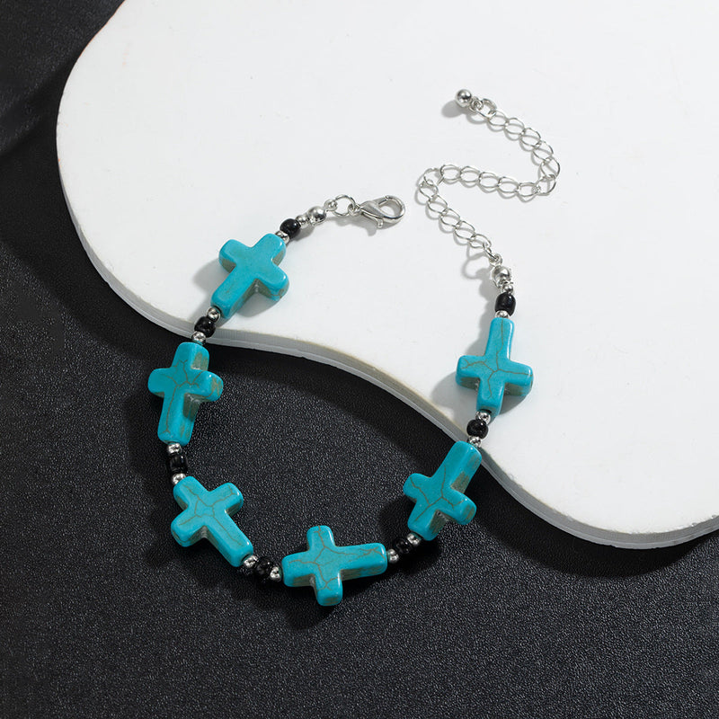 Turquoise Cross Stitching Bracelet