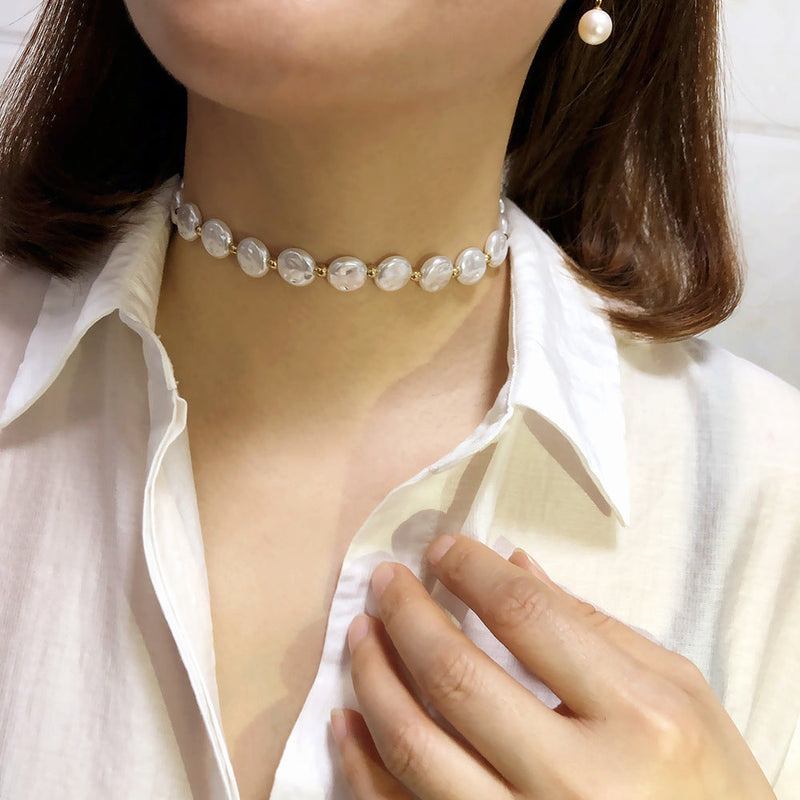Pearl Choker Beaded Short Collar Necklace