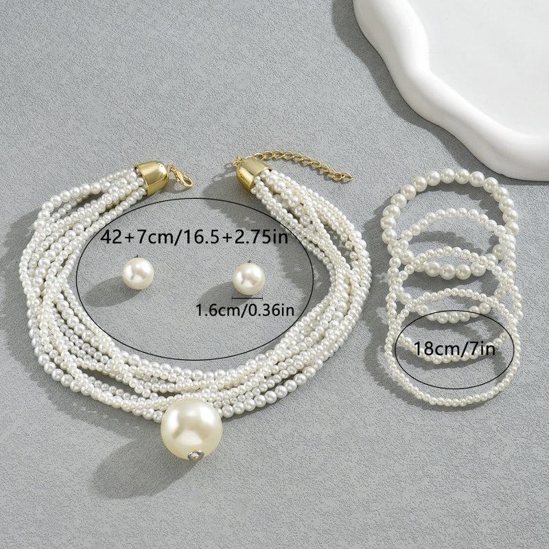 Pearl Multi-layer Necklace Jewelry Set